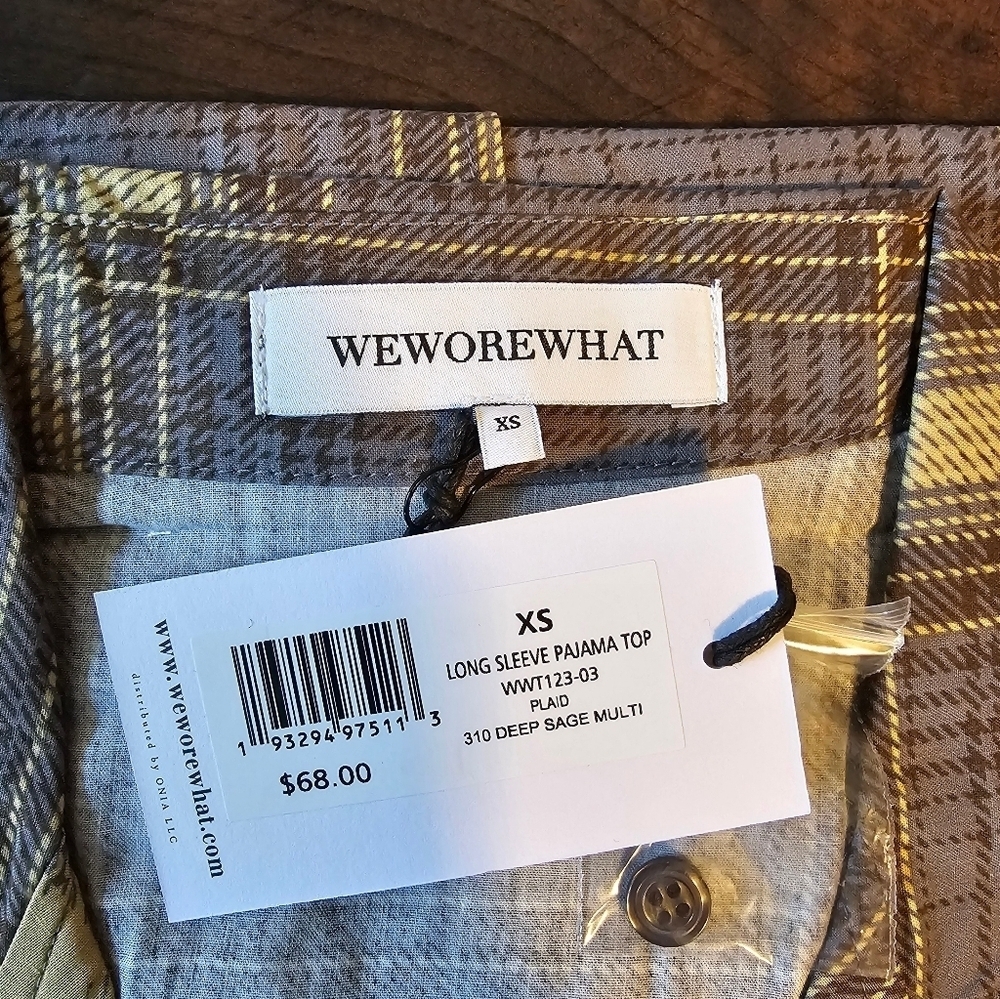 WeWoreWhat Women's Sleepwear Plaid Long Sleeve Pajama Top, Size XS - Picture 11 of 12